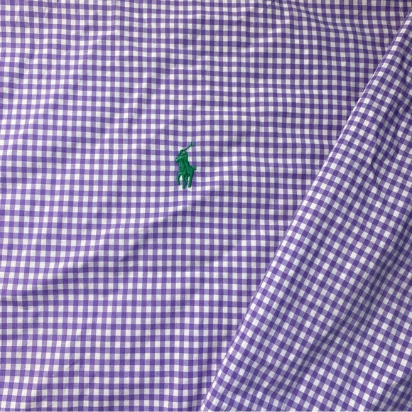 Polo Ralph Lauren Purple Gingham Men's Dress Shirt Classic Fit Long Sleeve 3XLT - Picture 4 of 12